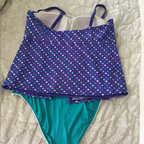Liz Claiborne tankini top purple blue size 16 bottom turquoise.🌴 - Picture 2 of 8